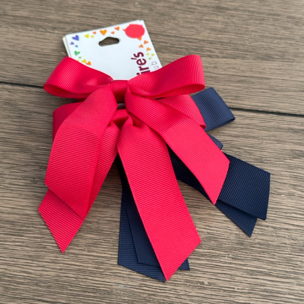 Claire's Vibrant Red and Navy Hair Bow Set